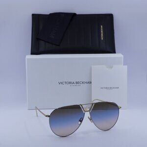 Victoria Beckham VB208S 041 Aviator Sunglasses – Silver/Blue Gradient